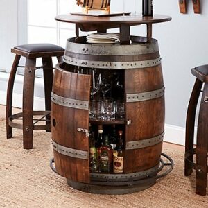 The Ultimate Party Store - Vintage Oak Wine Barrel Bistro Table & Bar Stools
