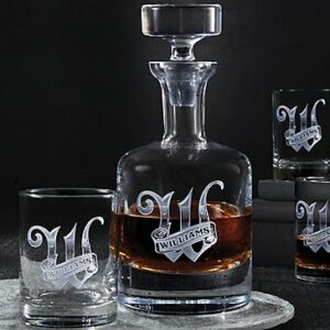 The Ultimate Party Store - Personalized Deep Etched Whiskey Decanter & Glasses Set